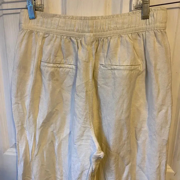 A new day Linen Blend Ivory Cream Summer Casual Pull On pants Women's M Pocket - Picture 6 of 8